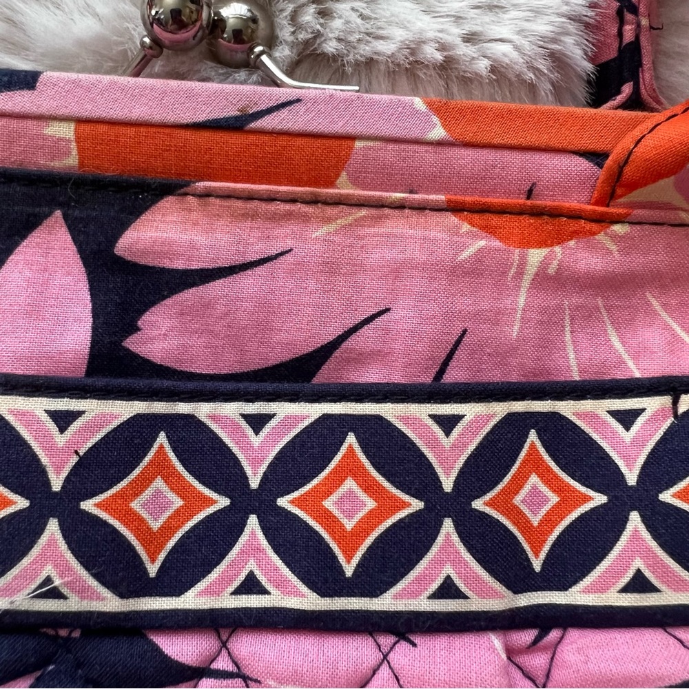 Vera Bradley Pink/Blue/Orange Floral Print Shoulder Purse - Picture 10 of 13